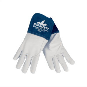Guante for glory, piel cabra, cocido Kevlar, blanco/azul