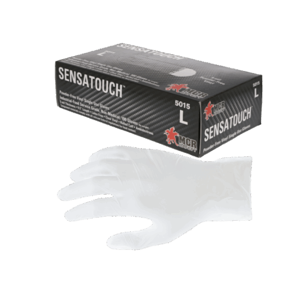 Gte. SensaGuard Vinil desechable, 5 mil, transparente, SP