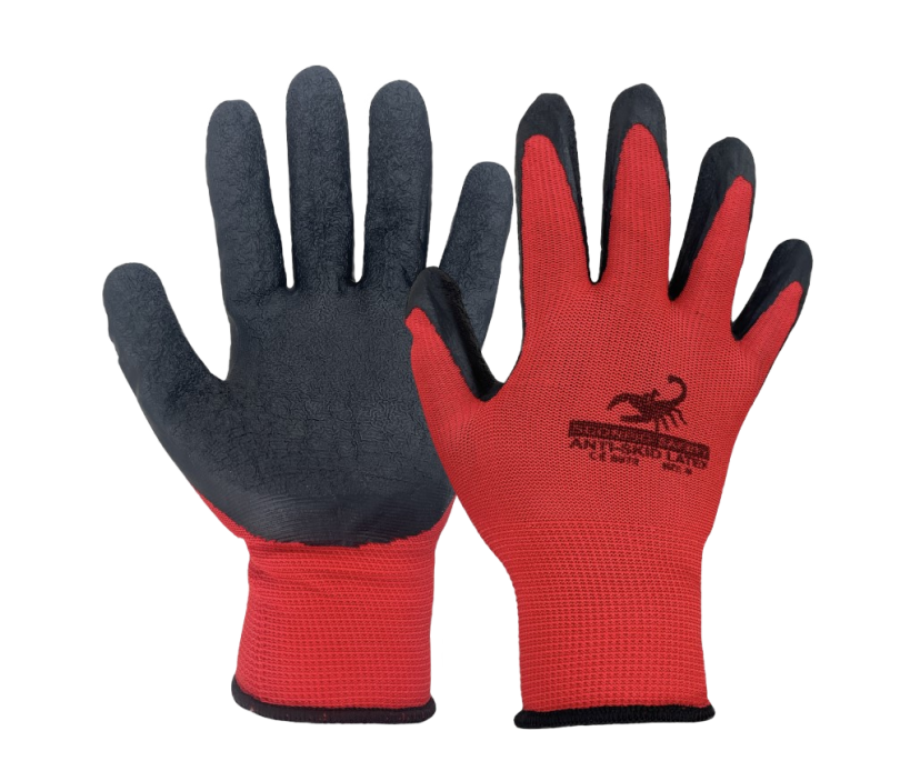 GUANTE ANTI DERRAPANTE ROJO C/PALMA DE LATEX NEGRO TALLA M