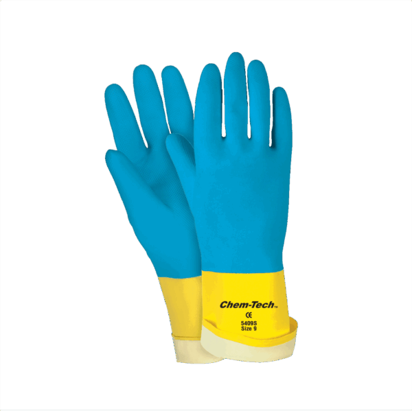Gte CHEM-TECH, neopreno/latex, 28 mil, forro, azul/amarillo