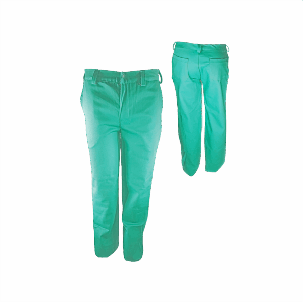 Pantalón verde retardante de fuego, cintura con elástico