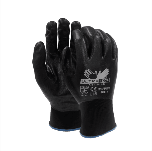 Gte MEMPHIS totalmente recub nitrilo negro sobre nylon negro