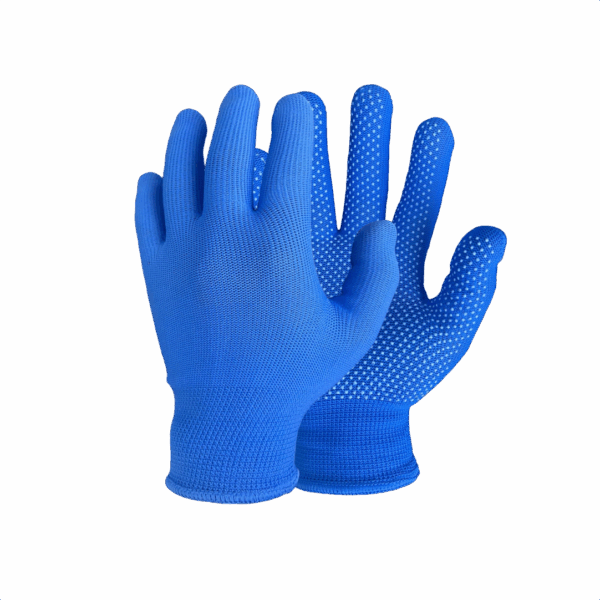 GUANTE NAYLON AZUL CON PUNTOS DE PVC EN PALMA